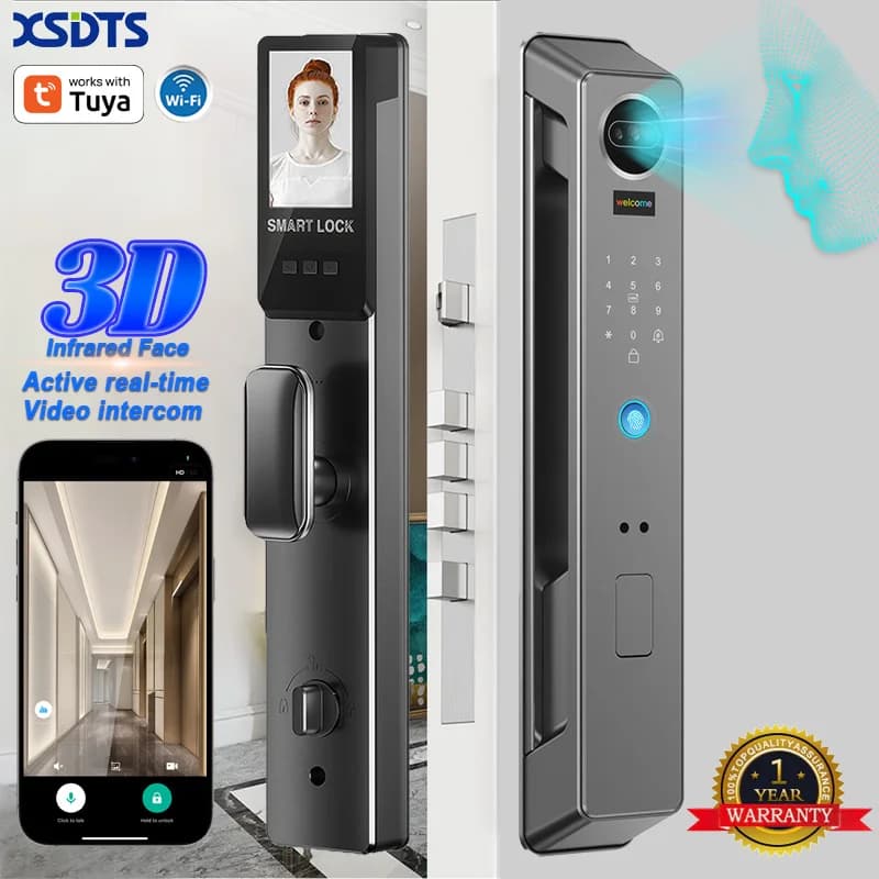 Suitable for K42 Tuya WiFi smart door lock, facial fingerprint password card key app to unlock active intercom function, suitabl