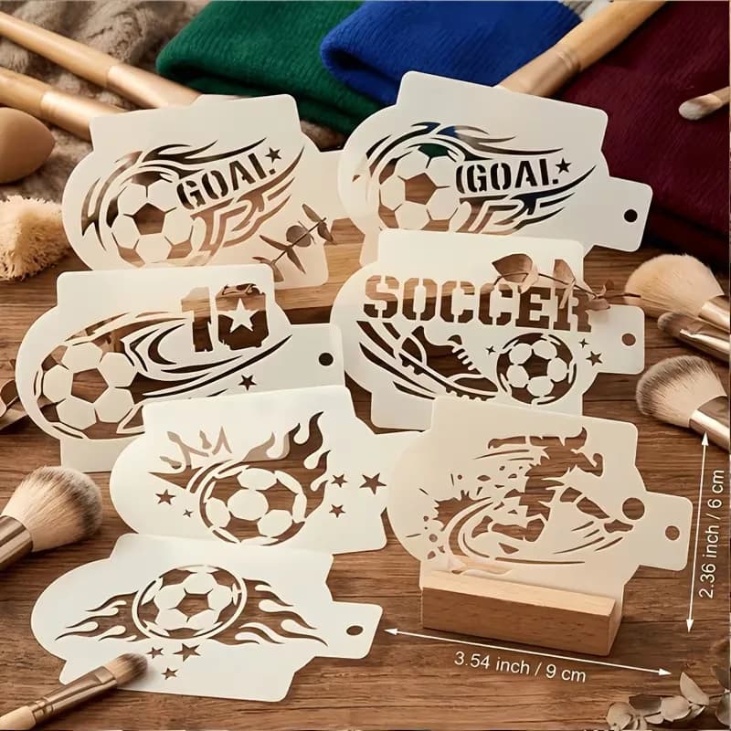 6Pc Football Stencils for Painting Washable PET Soccer Player Graffiti Spray Stencil DIY Sport Craft Face Paint Drawing Template