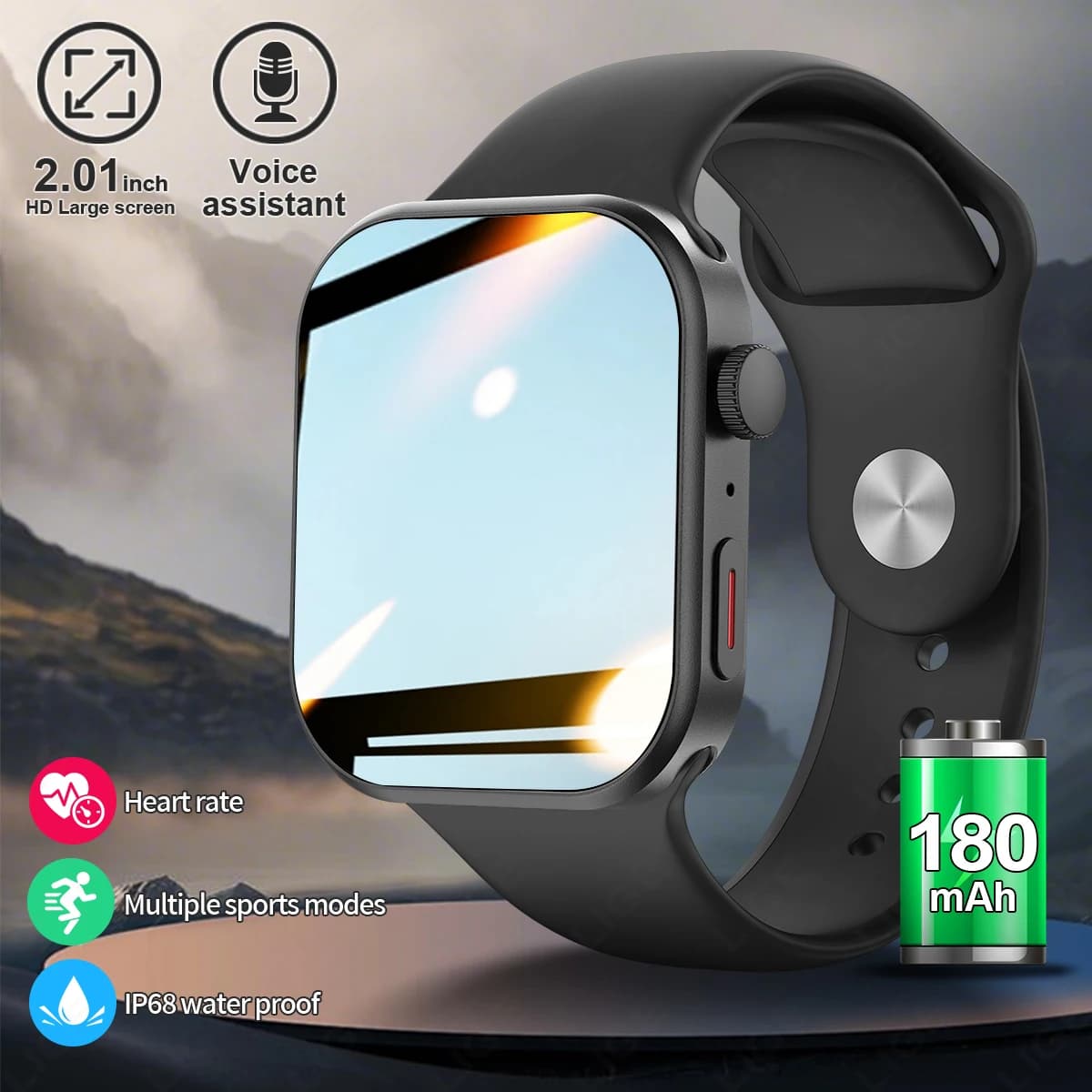2.01 "HD Full Touch Screen Donne BT Chiama Smart Watch Monitoraggio della frequenza cardiaca Smartwatch Uomini impermeabili Smartwatch per Android iOS