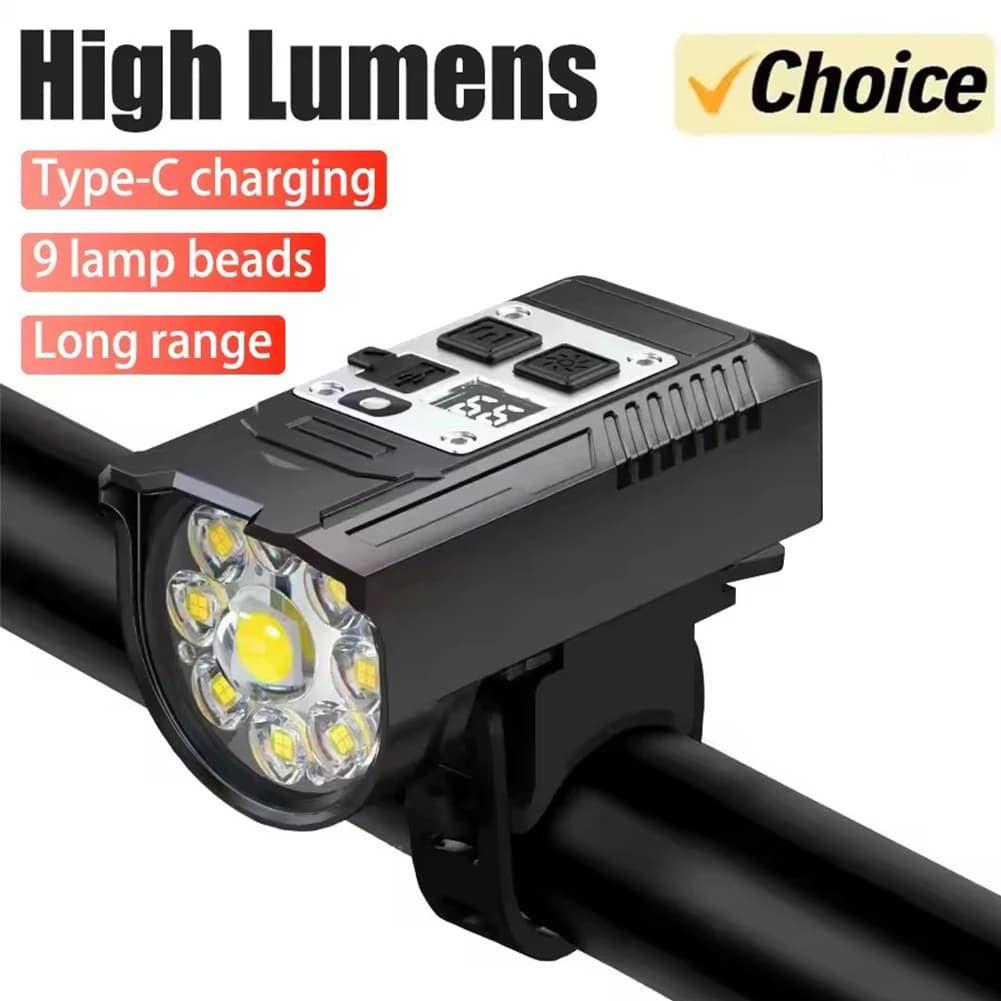 9 LED Bike Light Type-C Rechargeable Bicycle Front Lights Intelligent Bicycle Flashlight MTB Bike Headlight for Bike Front Lamp