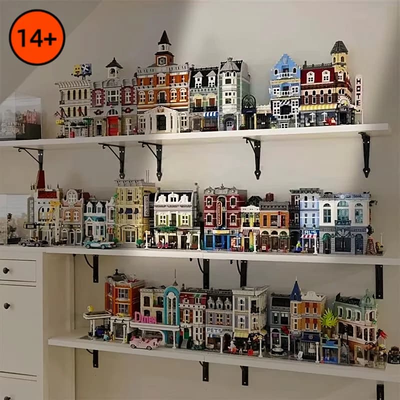 Serie Classica Street View: Set di Mattoncini Modulari Compatibili MOC 10255 10312 10350 10326 per Modelli da Esposizione