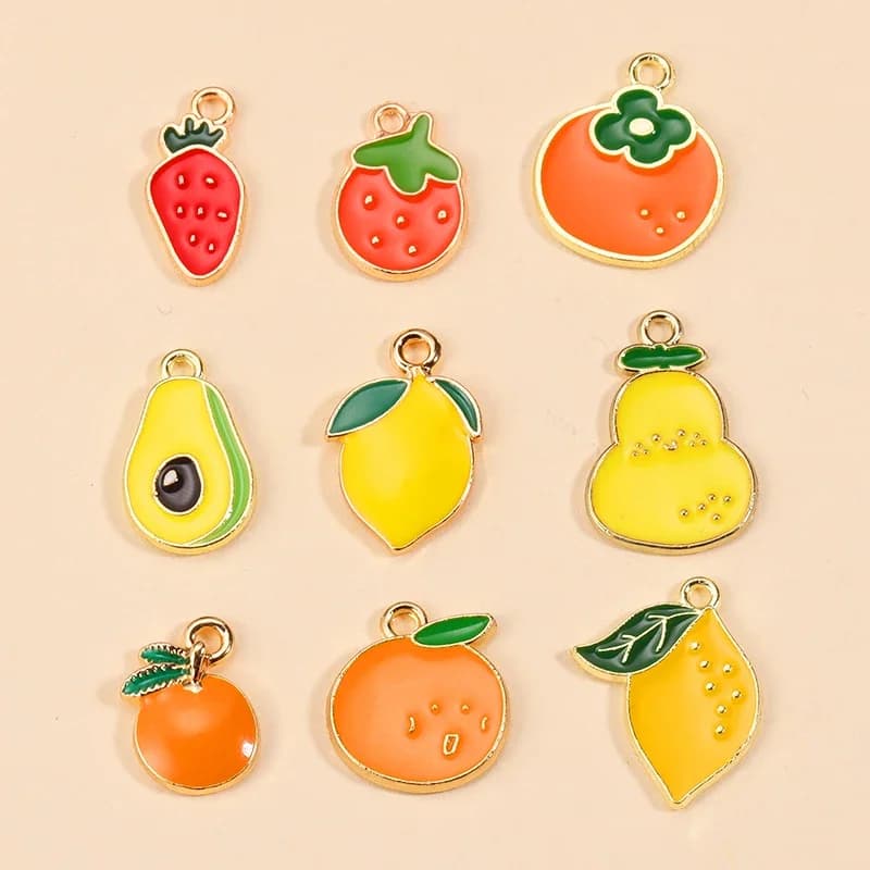 10Pcs Alloy Enamel Lemon Charm for DIY Cute Ummer Fruit Necklace Pendants Earrings Charms Jewelry Making Accessories Supplies