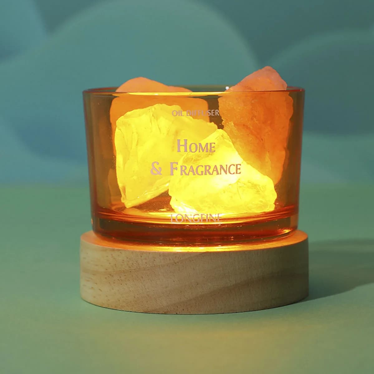 Diffusore di oli essenziali con rocce di cristallo naturale, diffusore passivo con cristalli curativi, diffusore con base in legno con caricatore USB