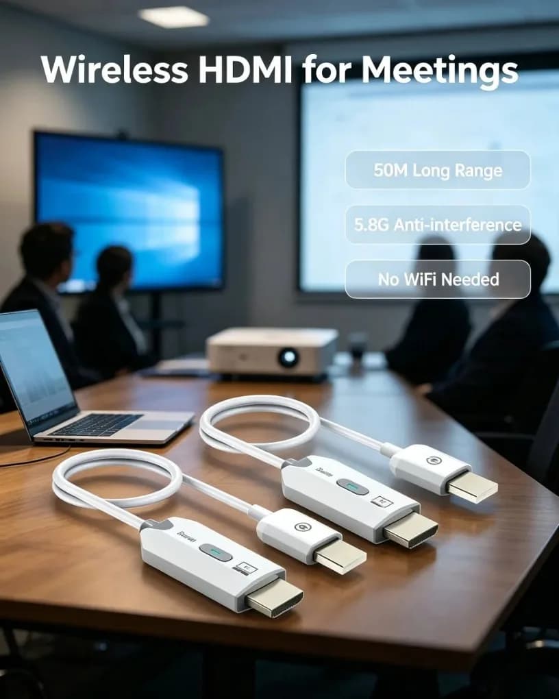 Point to Point 4K Decode HDMI-Compatible Wireless Extender 50M Transmitter Receiver Stable Signal No Interference for Meeting