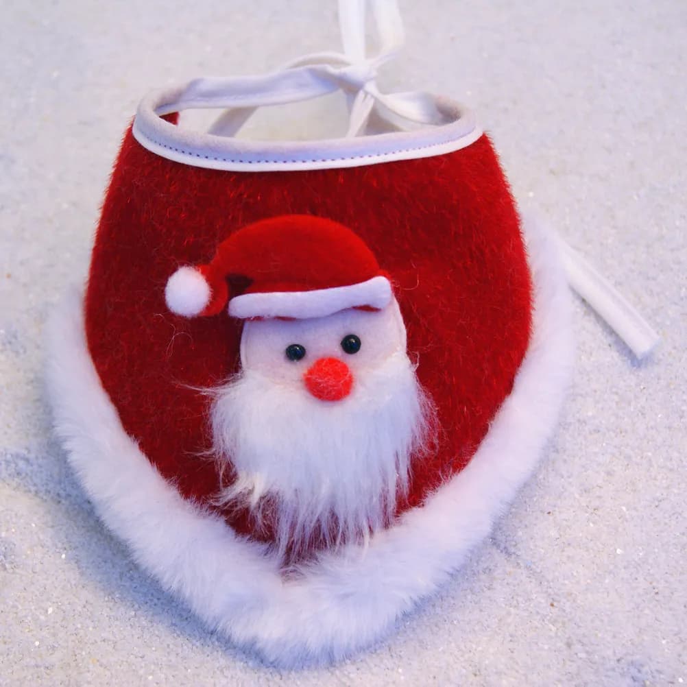 Santa Christmas Tree Print Pet Neckerchief Bib for Dog Cat Daily Wear Party Dress Up Red Size Safe Comfortable Pet