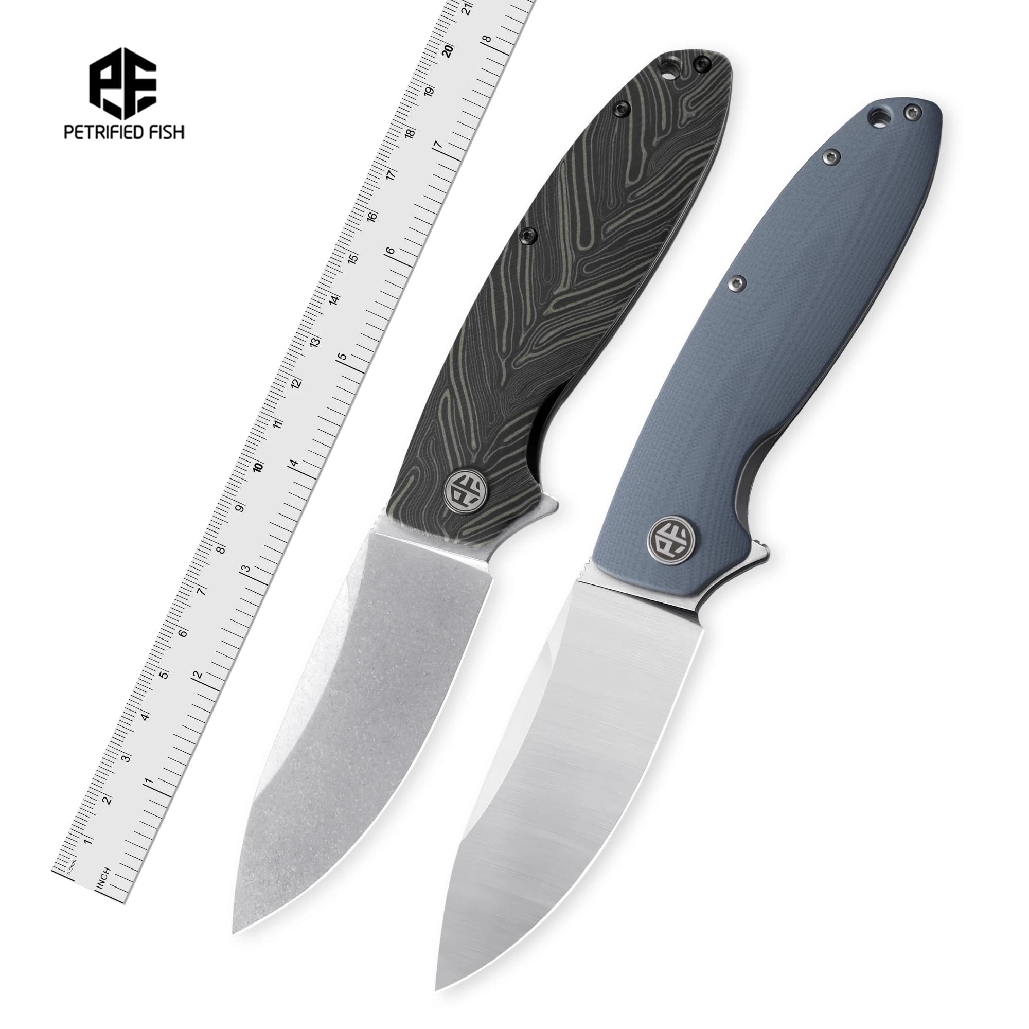 Coltello pieghevole PFB01 per pesci petrificati D2 Manico in acciaio G10 Cuscinetto in ceramica Coltello multiuso per pesci Strumento manuale tascabile da campeggio esterno