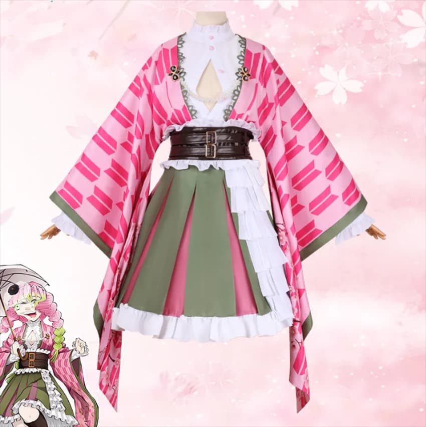Anime Kanroji Mitsuri Cosplay Costume Anniversary Women Adult Outfit Halloween Carnival Party Disguise Performance Stage Suit