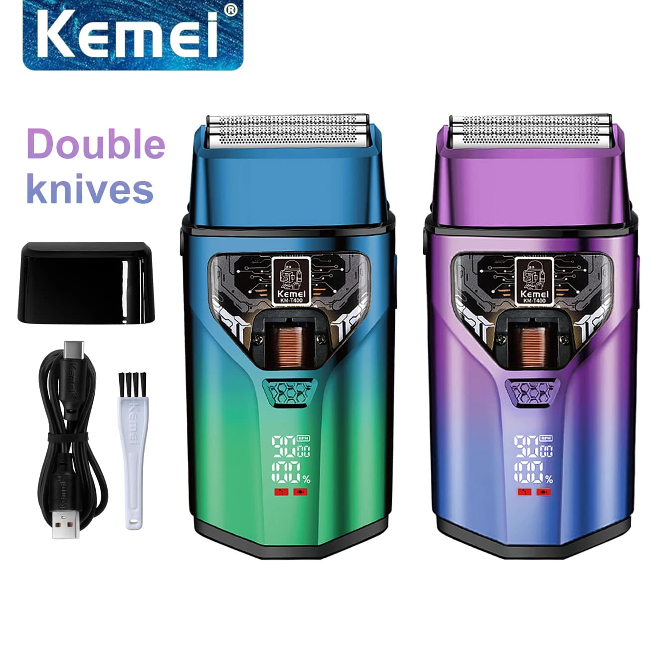 Kemei KM-T400 Elettrico Alternativo Lamina Rasoi Barbiere Uomini Professionale Ricaricabile Rasoio Macchina Rasoio Viso Barba Trimmer