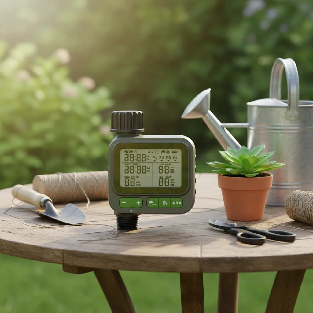 Timer per Irrigazione Automatico con Manopola, per Giardino e Prato, Sistema di Irrigazione Ecologico in Plastica ABS, Modello Analogico per Esterni HCT-M05 Personalizzabile