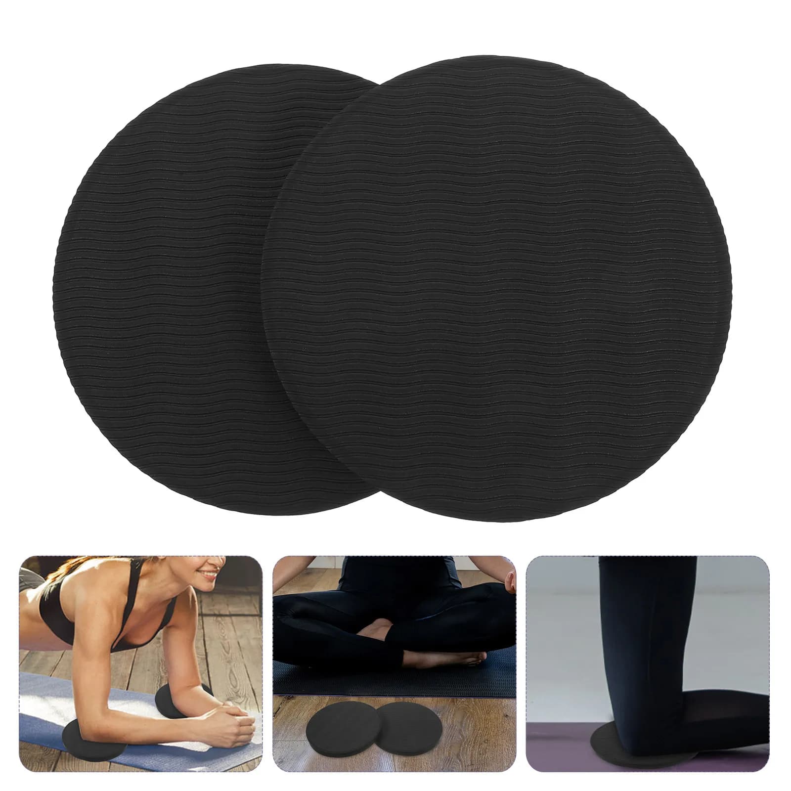 2 Pezzi Cuscinetti Rotondi Spessi per Yoga in TPE Premium, Supporto Antiscivolo per Ginocchia, Gomiti, Polsi e Caviglie, per Allenamento, Pilates e Yoga all'Aperto