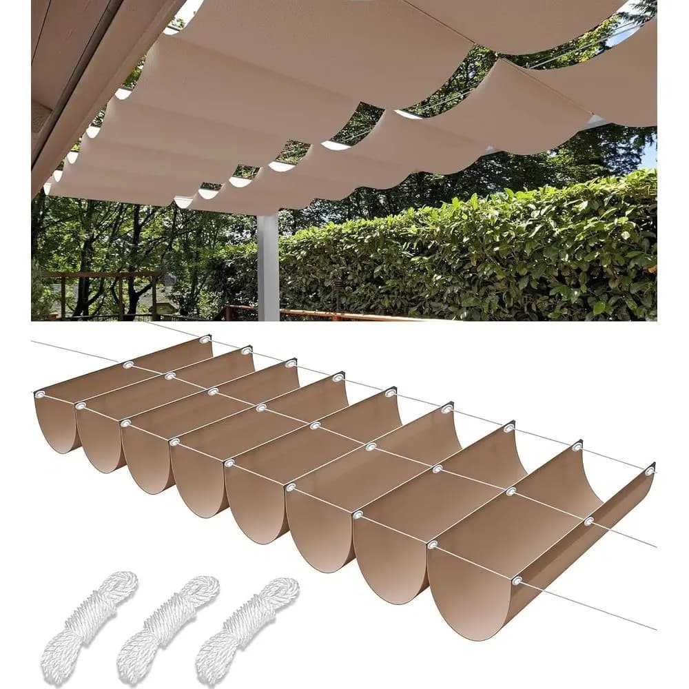 Retractable Wave Awning Cover Waterproo 12x10 T with Grommets Retractable Shade Sail Replacement Pergola Awning or Outdoor Garde