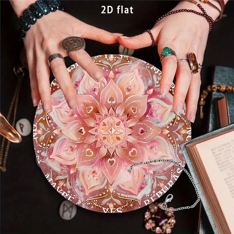Pink Lotus Mandala Altar Decoration Swinging Crystal Reading Pendulum Board For Astrology Oracle Card MatMagic Symbol Decoration