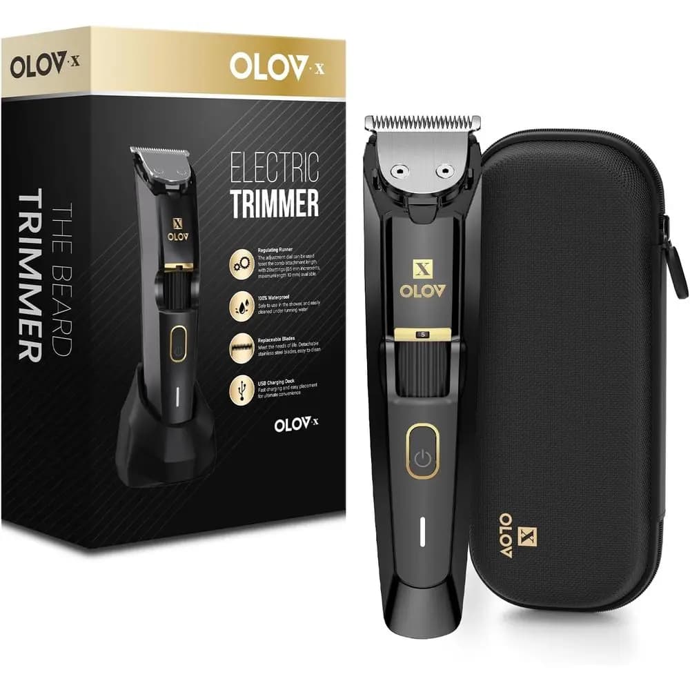 Regolabarba All-in-One con Manopola di Precisione - 20 Lunghezze Regolabili, Ricarica USB, Utilizzo a Secco/Umido