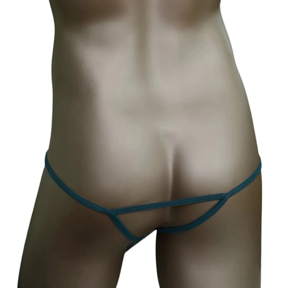 Double Strap G-string Shorts Men Large Pouch Striped Sexy Thong Underwear Low Rise Elastic Thin Belt T-briefs
