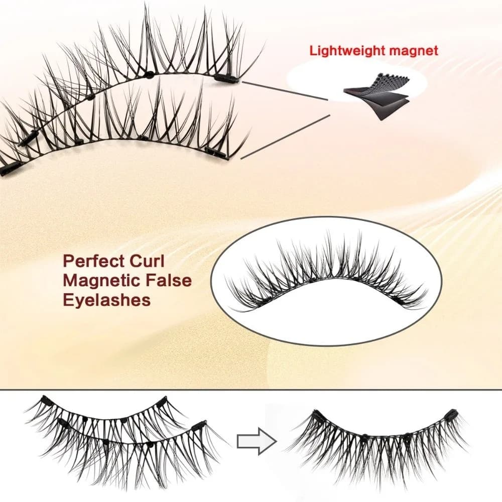 Ciglia Finte Magnetiche con Magneti 5-12MM, Leggere, con Applicatore, Riutilizzabili, Trucco Occhi, Extension Ciglia 3D