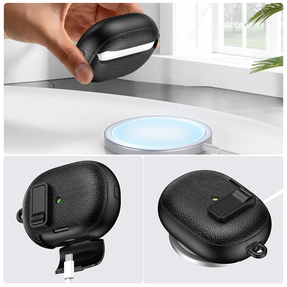 For Huawei FreeBuds Pro 5 PU Leather Case with Phone Stand Switch Lock Headphones Cover Shockproof Protective Sleeve