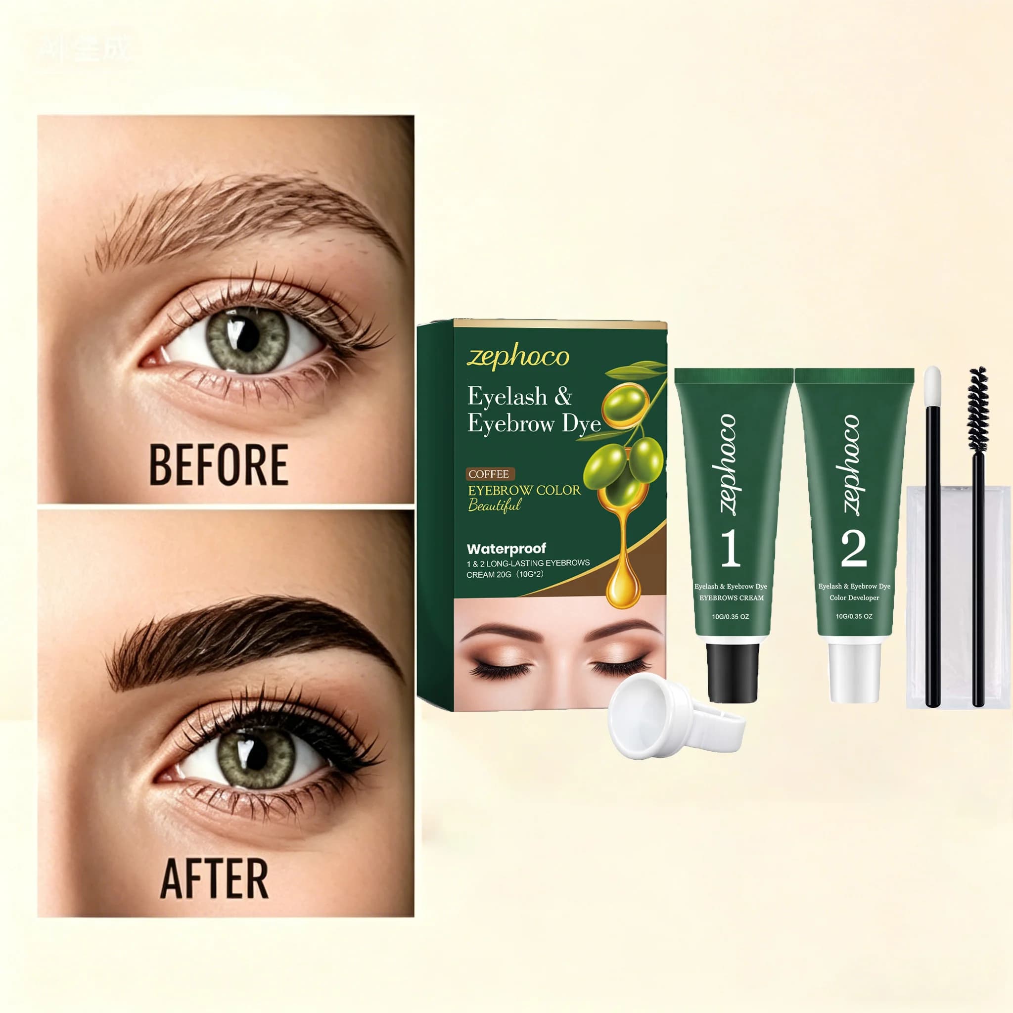 Kit Tinta per Sopracciglia e Ciglia a Base Vegetale, Tinta Semipermanente Fai-da-Te, Vegana con Estratti Vegetali, Definizione Istantanea, Lunga Durata, Tintura Domestica