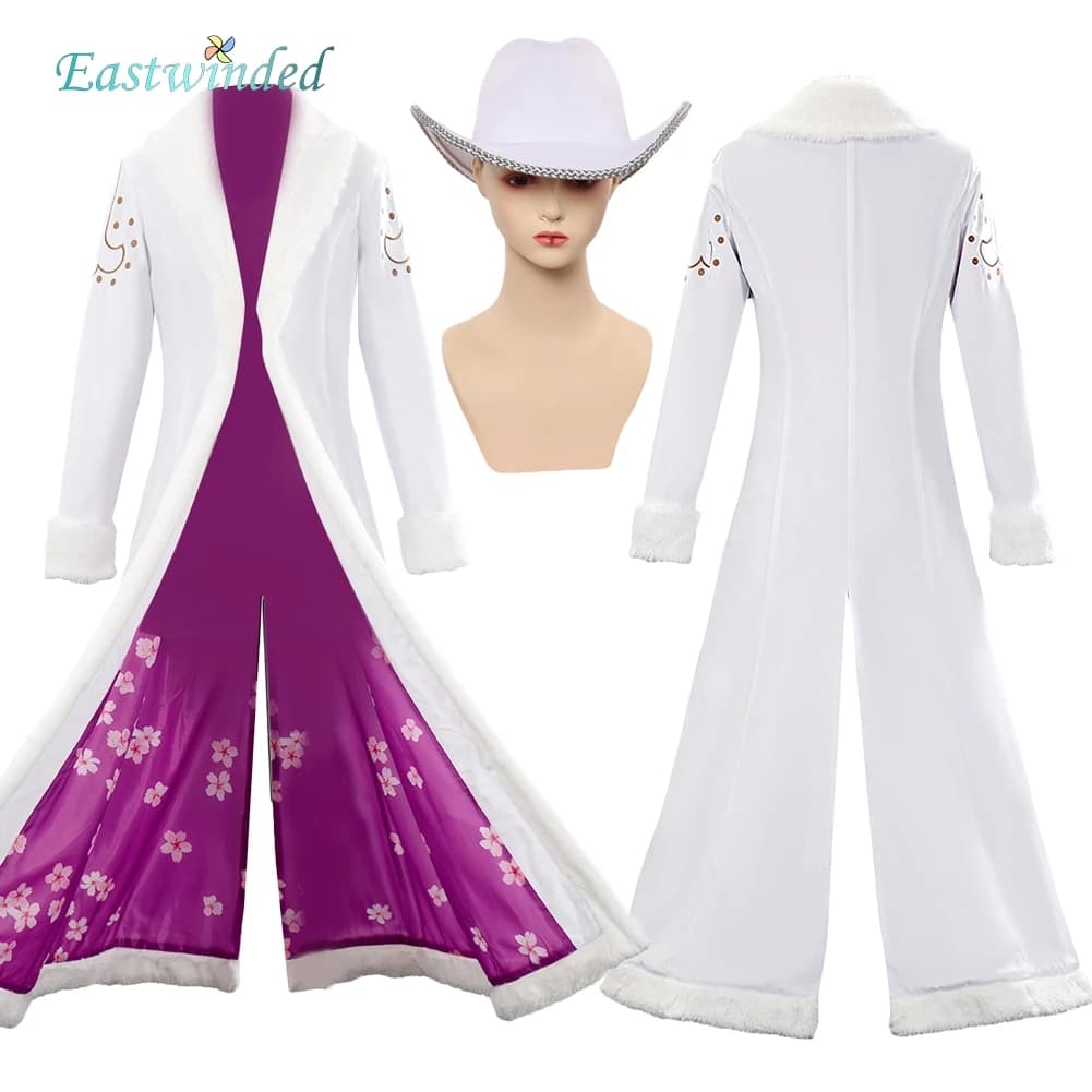 Anime Pirate Nico Robin Cosplay White Coat Hat Costume Outfits Women Disguise Clothing Uniform Jacket Halloween Carnival Party