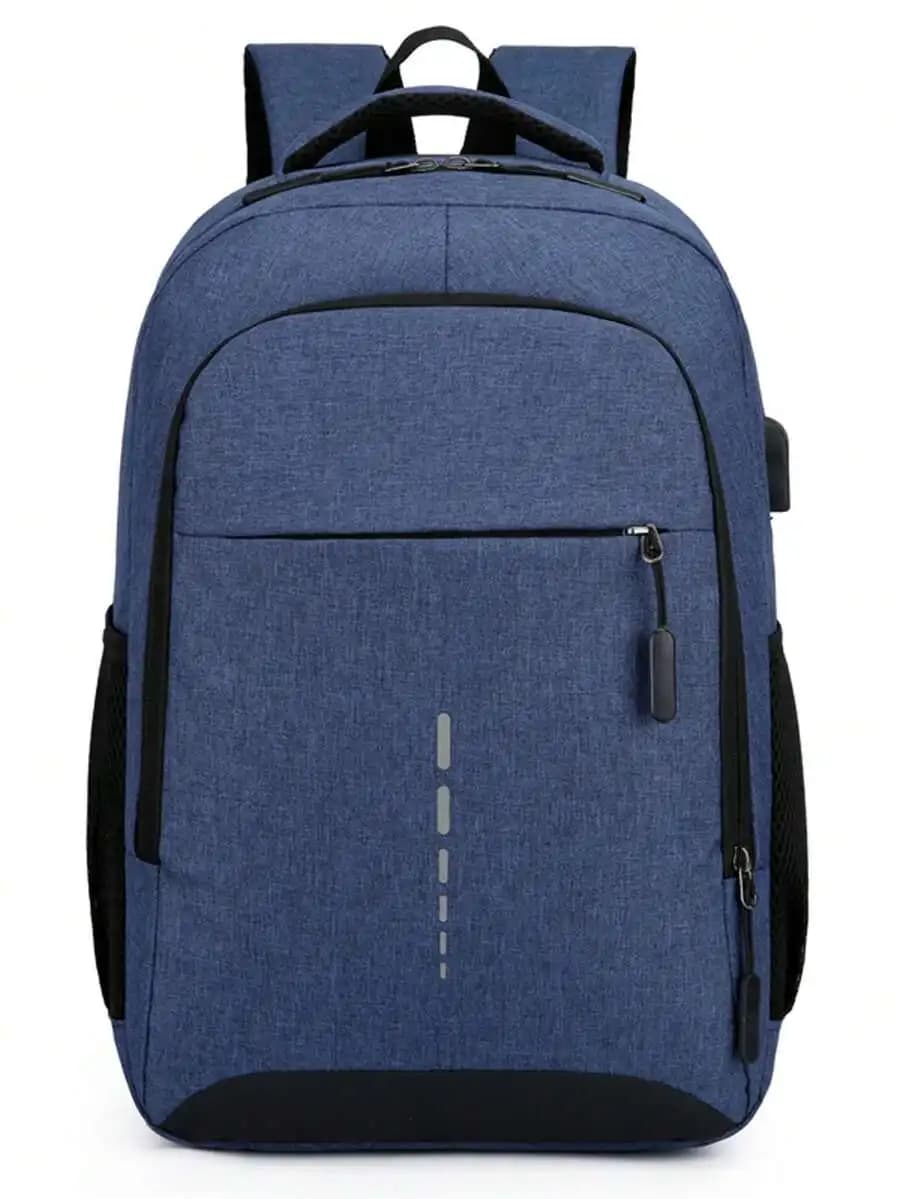 Casual Reflective Strip Design USB Waterproof Fashion Men's Backpack Laptop Bag, Camping, Camping, Hiking Bag,Y2k
