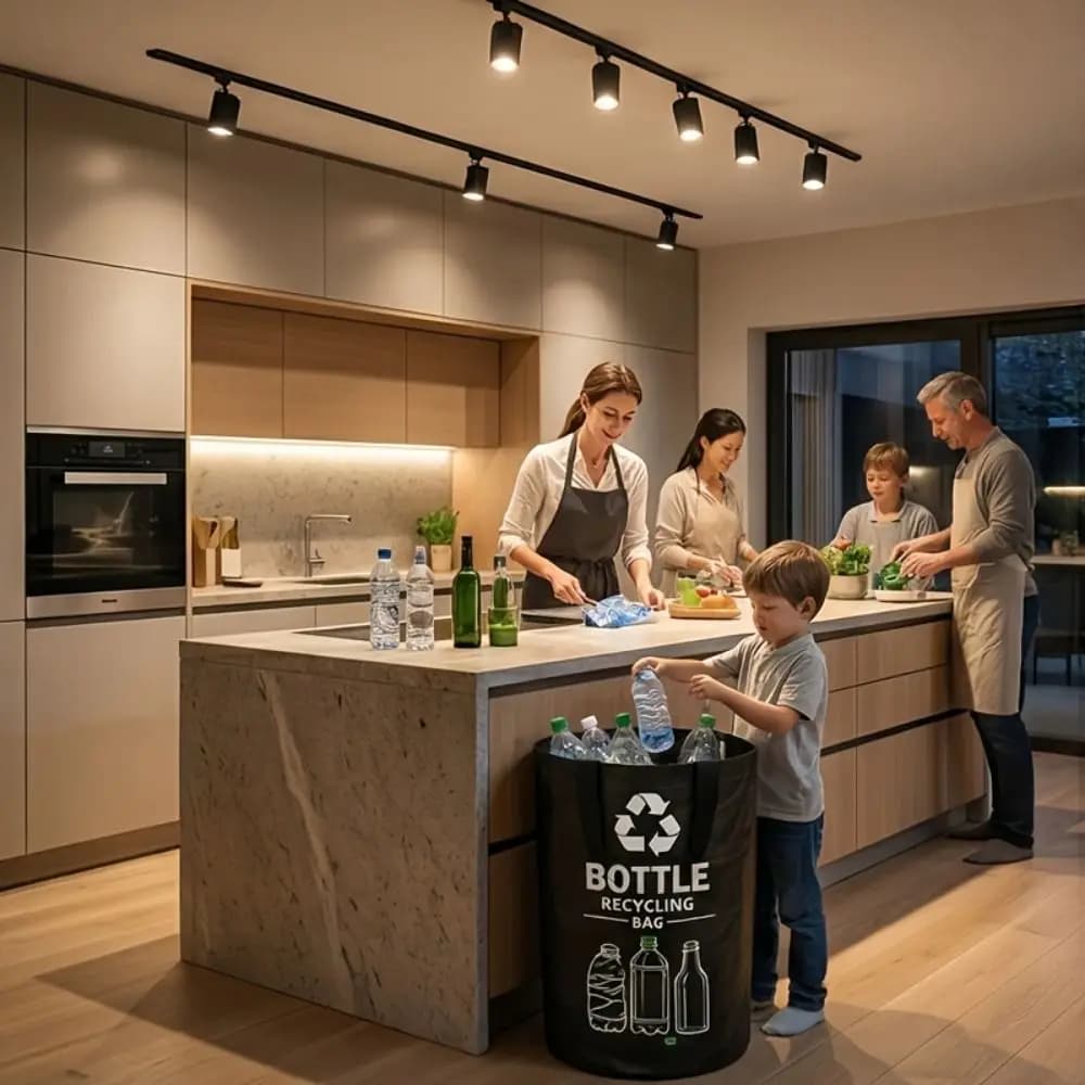 Durable 82L Empty Bottle Storage Basket with Handle Large Capacity Bottle Collection Container Foldable Recycling Bin Home