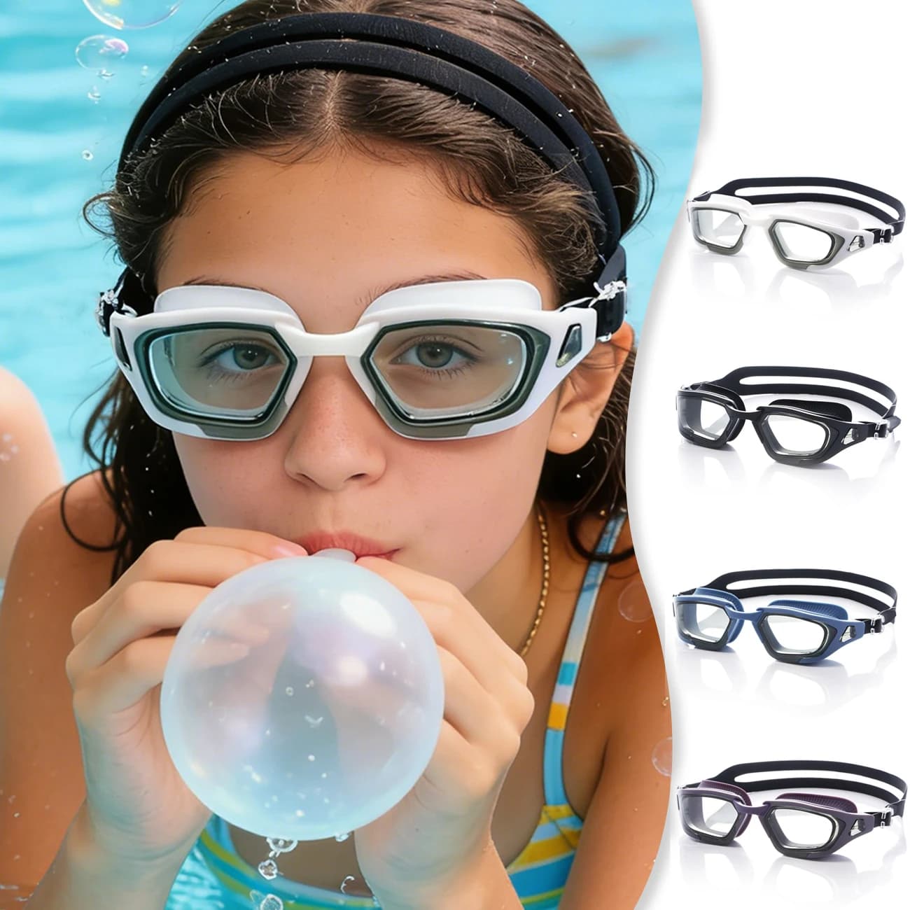 1 paio di nuovi occhialini da nuoto in silicone per adulti: visione ampia, impermeabili e antiappannamento, adatti sia per uomini che per donne