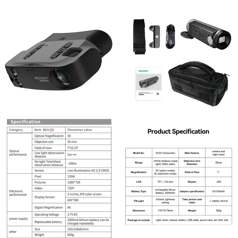 Brand For Digital Night Vision NV20 BNV20 TNV10 Outdoor Camping Observe Telescope Take Photo Video for Hunting