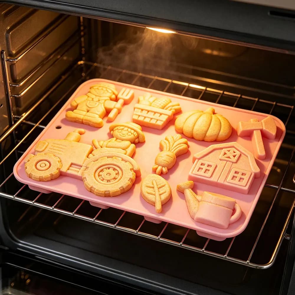 Farm Themed Molds Silicone Cartoon Tractor Farmer Baking Mould Tray for Harvest Fest Party Chocolate Cake Jello Ice Cube Mousse