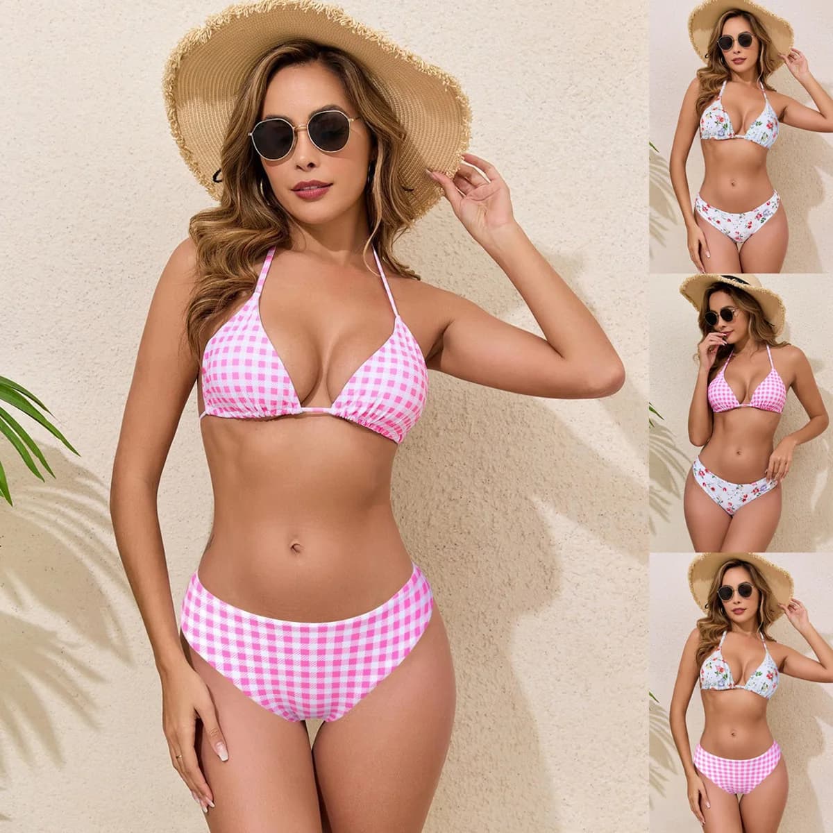 2026 Sexy 2-Piece Bikini Set Backless Tie Detail Halter Neck Swimwear Beachwear Bathing Suits for Women Summer Clothing