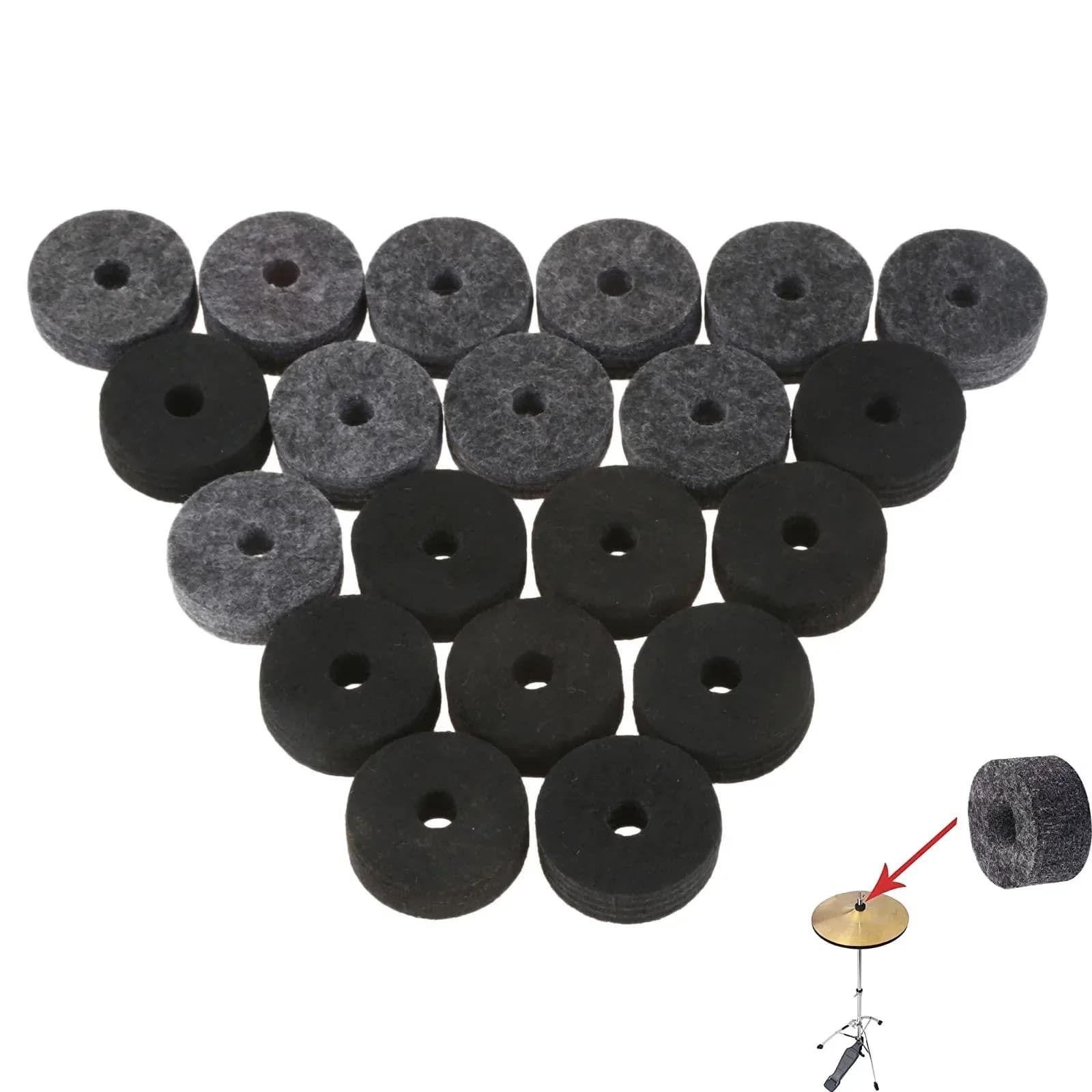 10 pz Piatto Hi-Hat Feltro Pad Feltro Cinghia Pulsante Rondella Piatto Stand Feltro Rondella Bass Drum Silenziatore Piatto Feltro Pad Stackers