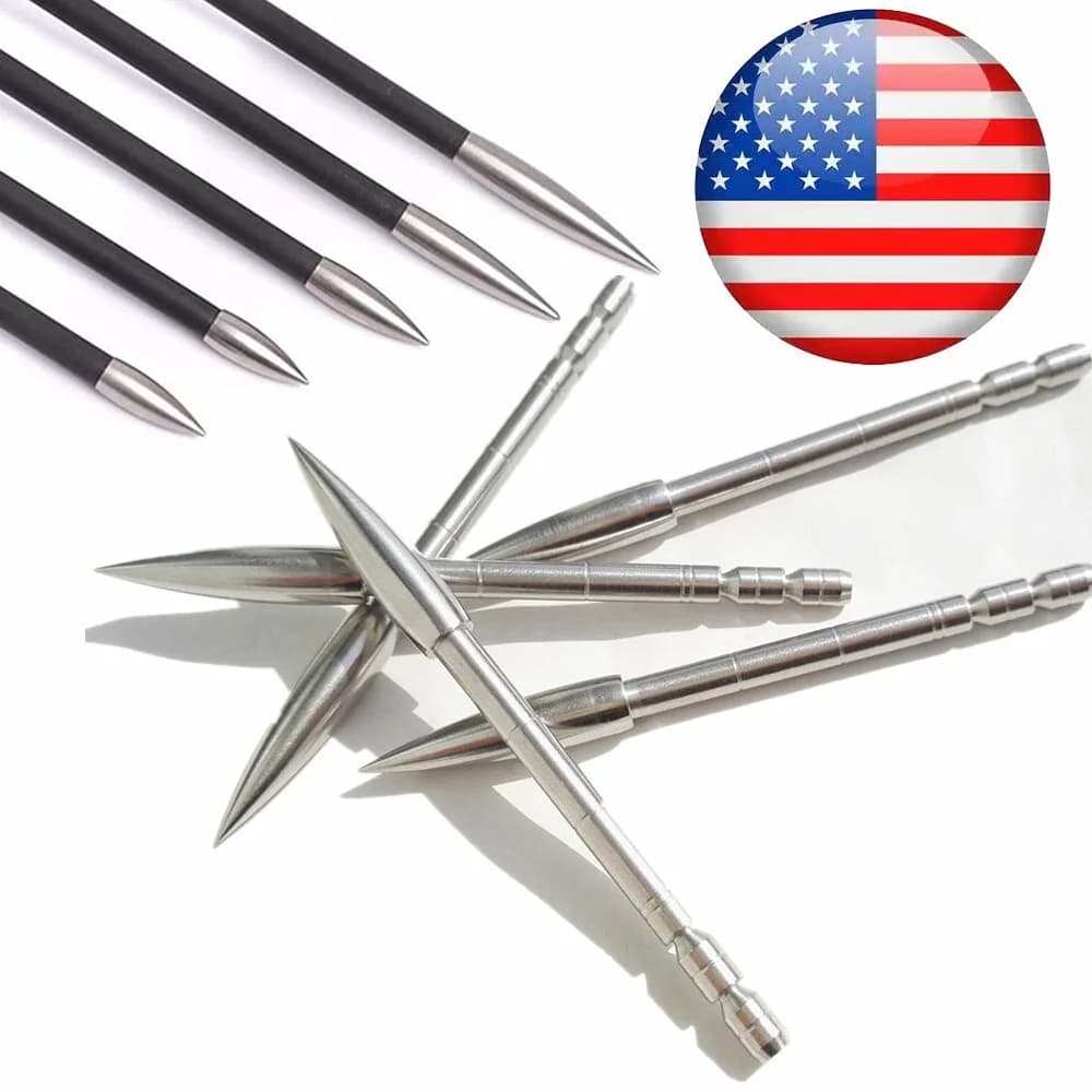 Insert Arrowheads 12 Pack Stainless Steel 100-200gr Multi Weight ID4.2mm Screw-in Field Target Points Fit Standard Carbon Arrow Shafts Replacement Arrow Tips for Archery Shooting Practice and Outdoor Hunting Accessories