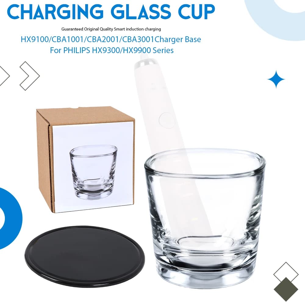 Replacement Refill Glass Cup for Philips Sonicare HX9382 HX9360 HX9340 Part Charger Cup for HX9100 CBA1001