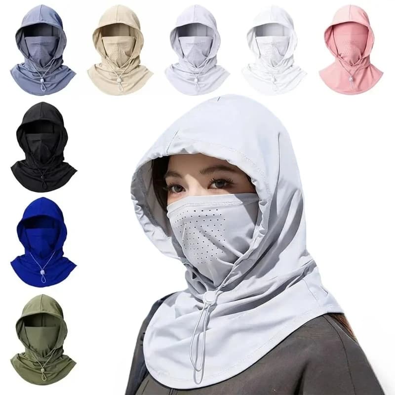 Outdoor unisex sun hat, ice silk sun shield, neck protection, large brim, lightweight, breathable, ice silk material, dust-proof