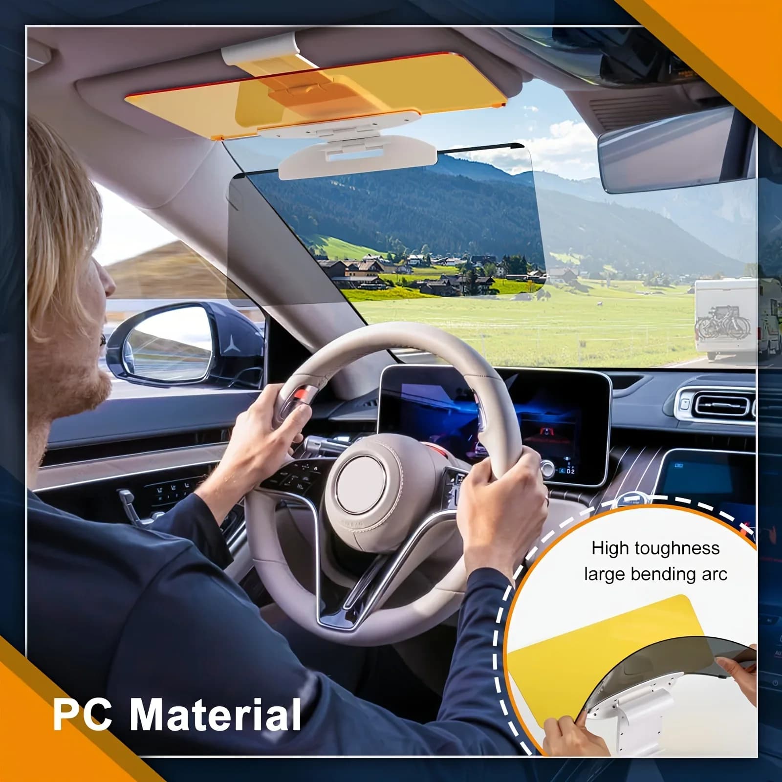 Copertura per occhiali da guida 1pc, visiera parasole giorno e notte per auto, modello Pull Up pieghevole, visiera parasole antiriflesso Anti-uv per auto