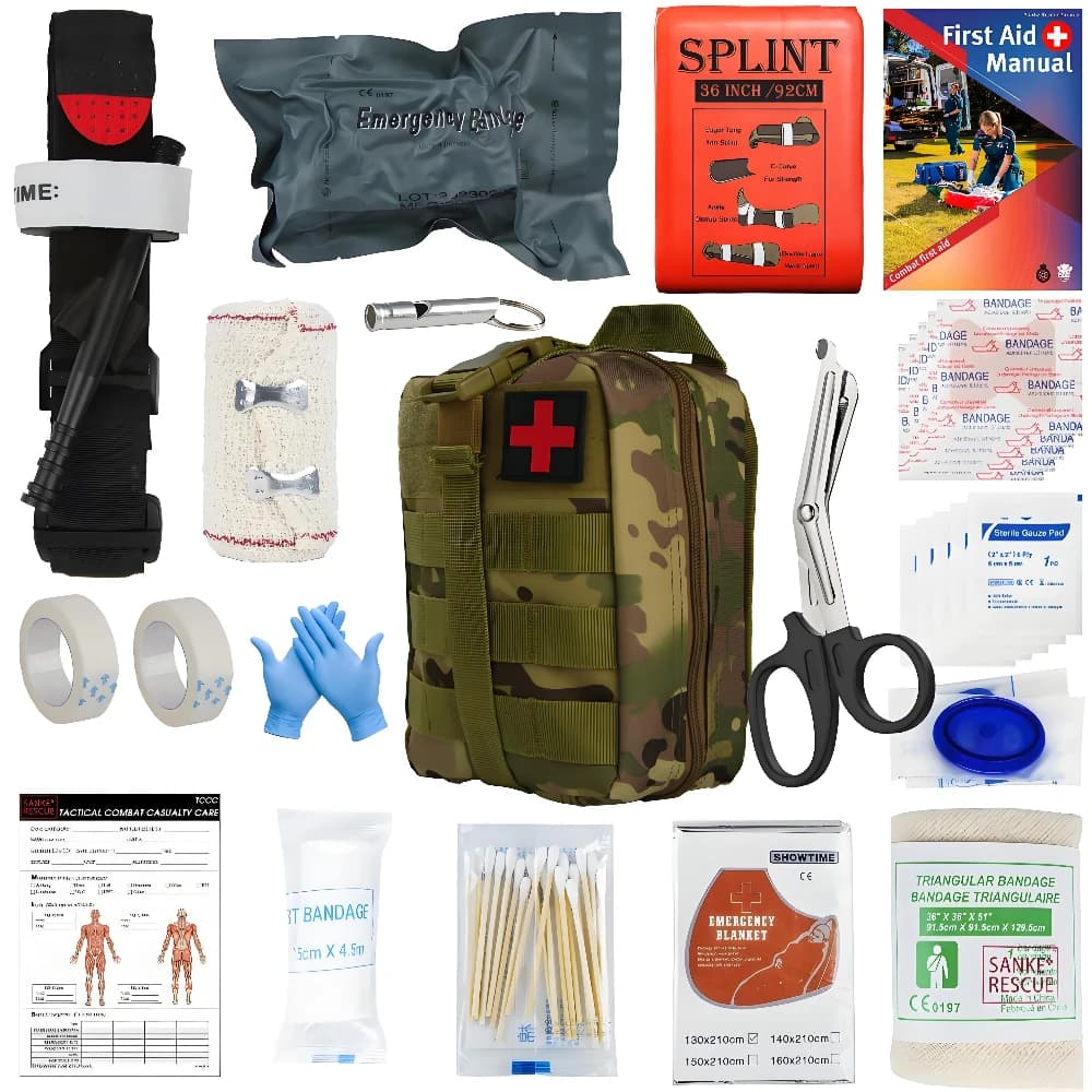IFAK Kit di pronto soccorso Attrezzatura di sopravvivenza all'aperto Borsa Molle Laccio emostatico di emergenza medica per vie aeree Israele Fasciatura tattica