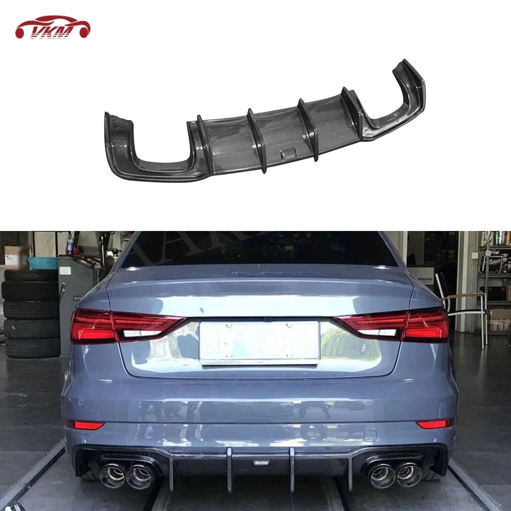Carbon Fiber Car Rear Bumper Diffuser Lip for Audi A3 Sline S3 2017 2018 2019 Rear Bumper Diffuser Lip Spoiler Black FRP