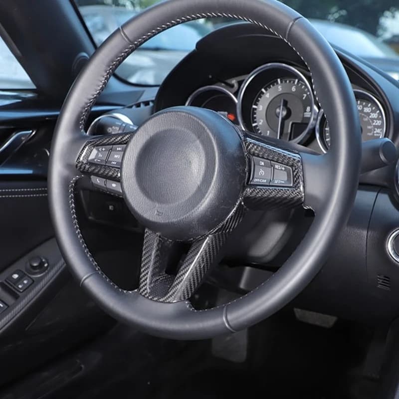 Cornice Decorativa in Vera Fibra di Carbonio per Volante Fiat 500 Abarth 595 695 2016-2024, Accessori Interni Auto