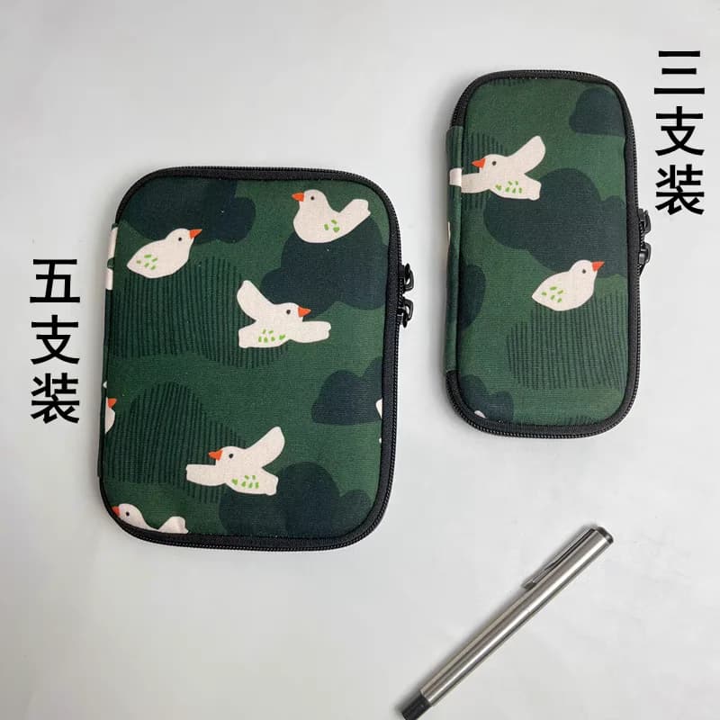 Astuccio per penne da ricamo con custodia per penna in acciaio, borsa per articoli di cancelleria, borsa per penne portatile con cerniera VERDE