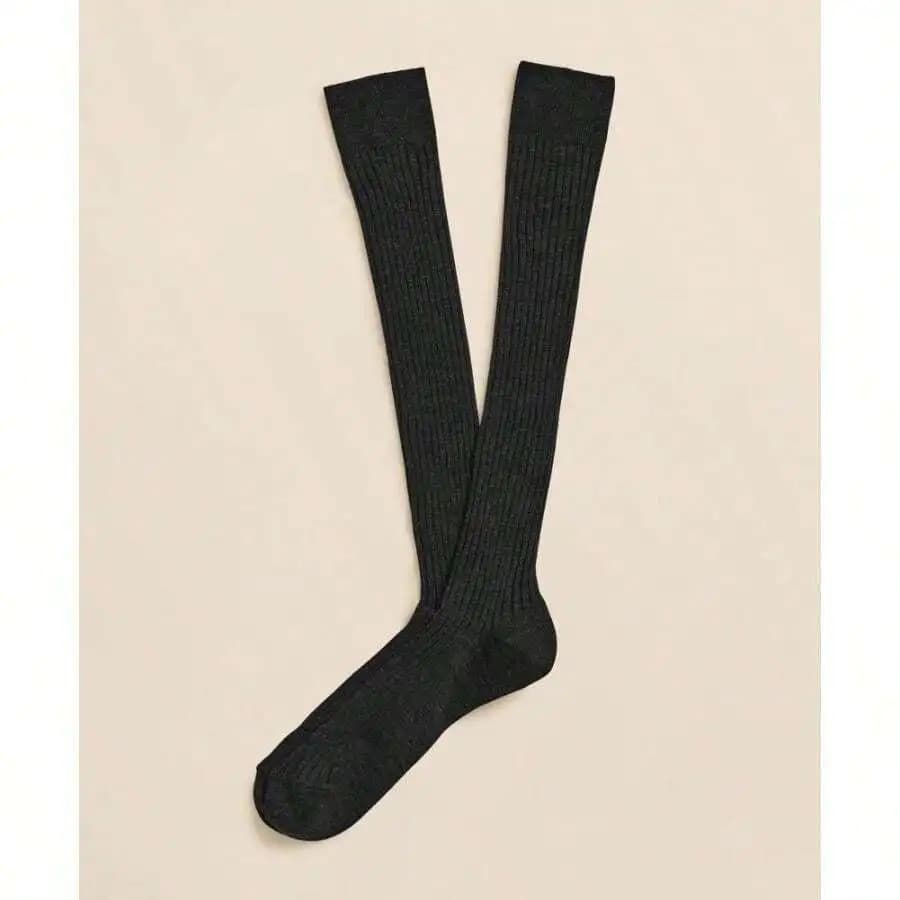 Merino Wool Blend Over-The-Calf Ribbed Socks For Adults