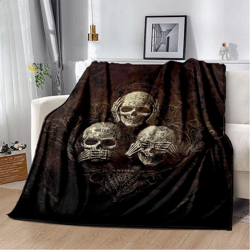 Serie Teschio Poker Fiore Coperta Trapunta Biancheria da letto da viaggio Divano Divano Letto Coperta Coperta di flanella Copriletto Regali di Halloween