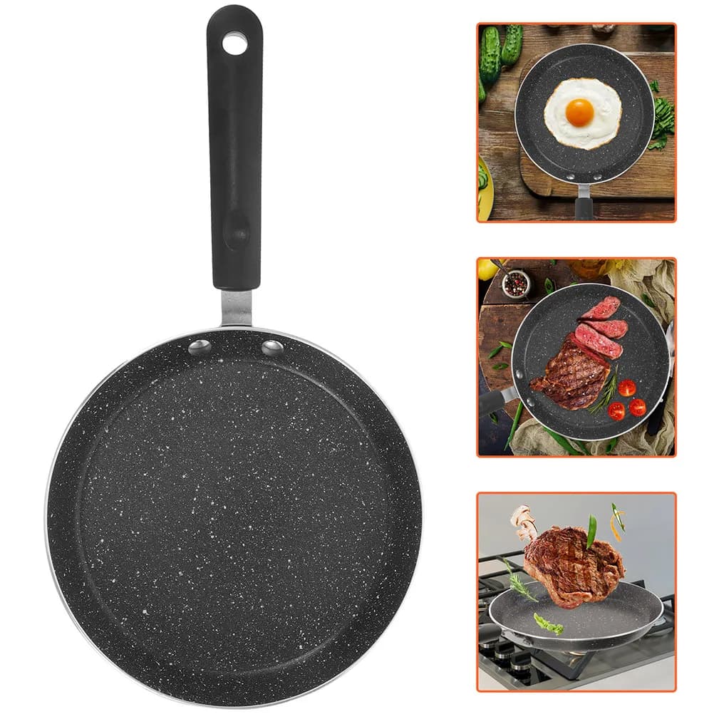 Black Non-stick pan 22Cm, Uniform heating, for Induction and Gas top, Eggs pan, Versatile for Domestic Kitchen