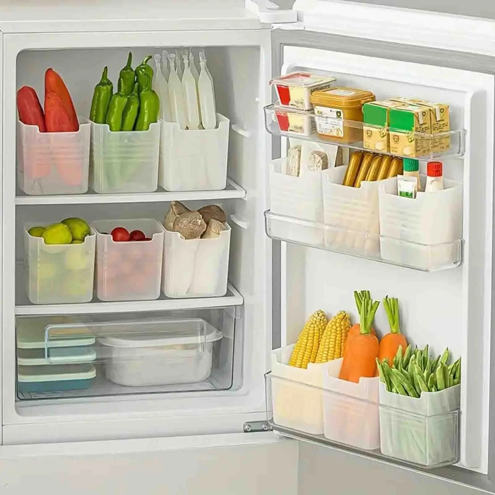 3 pz Cestino di Immagazzinaggio Della Cucina 10*11*8.5 cm Frigorifero Lato Organizzatore Scatola Per Condimenti Alimentari Spezie Frutta Scatola di Immagazzinaggio Multifunzione