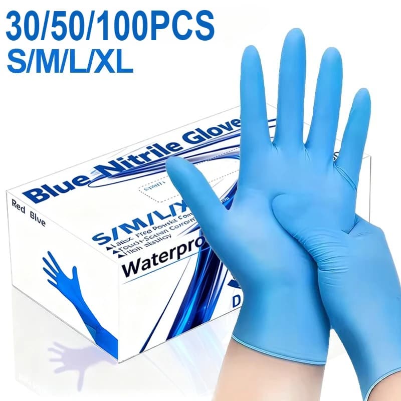 30/50/100PCS Guanto in nitrile blu Guanto in nitrile usa e getta Bellezza Capelli Pet Bagno Pulizia Cucina Strumenti essenziali