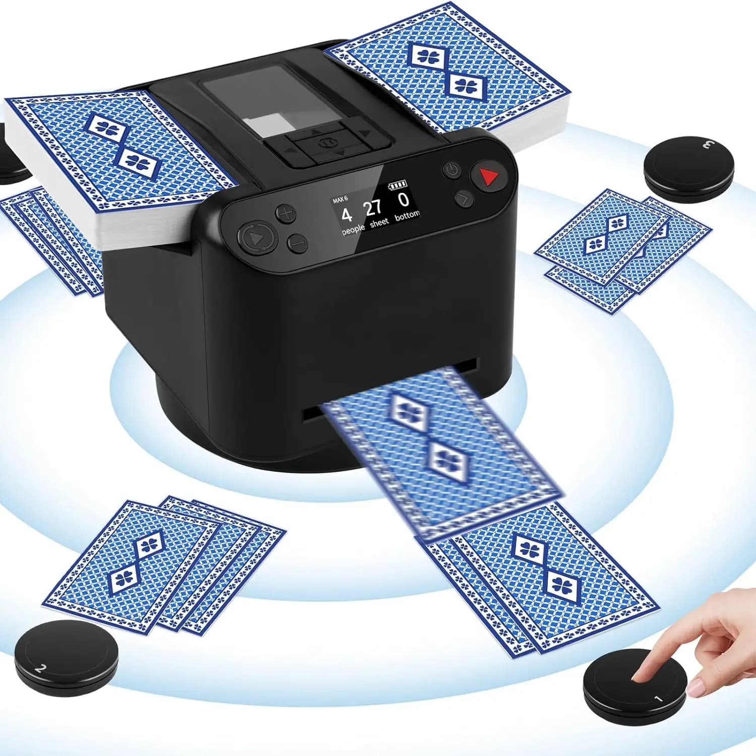 Macchina Automatica per Mescolare e Distribuire le Carte, 360 ° Giratorio, ultra silenzioso, ricaricabile per giochi di poker