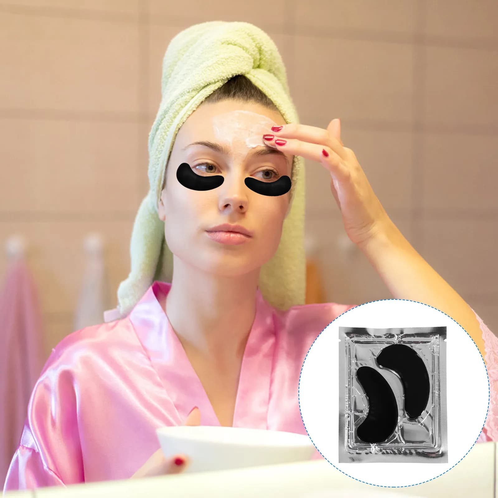 30Pcs Bamboo Charcoal Collagen Hydrating Eye Masks Gentle Moisturizing Anti Wrinkle Treatment Mask for Dry Skin Dark Circles Eye