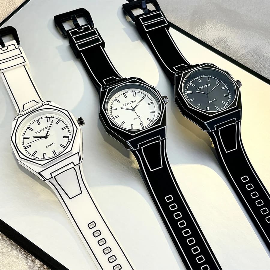 Orologio da Polso con Cinturino in Silicone dal Design Lineare Ispirato ai Fumetti per Uomo