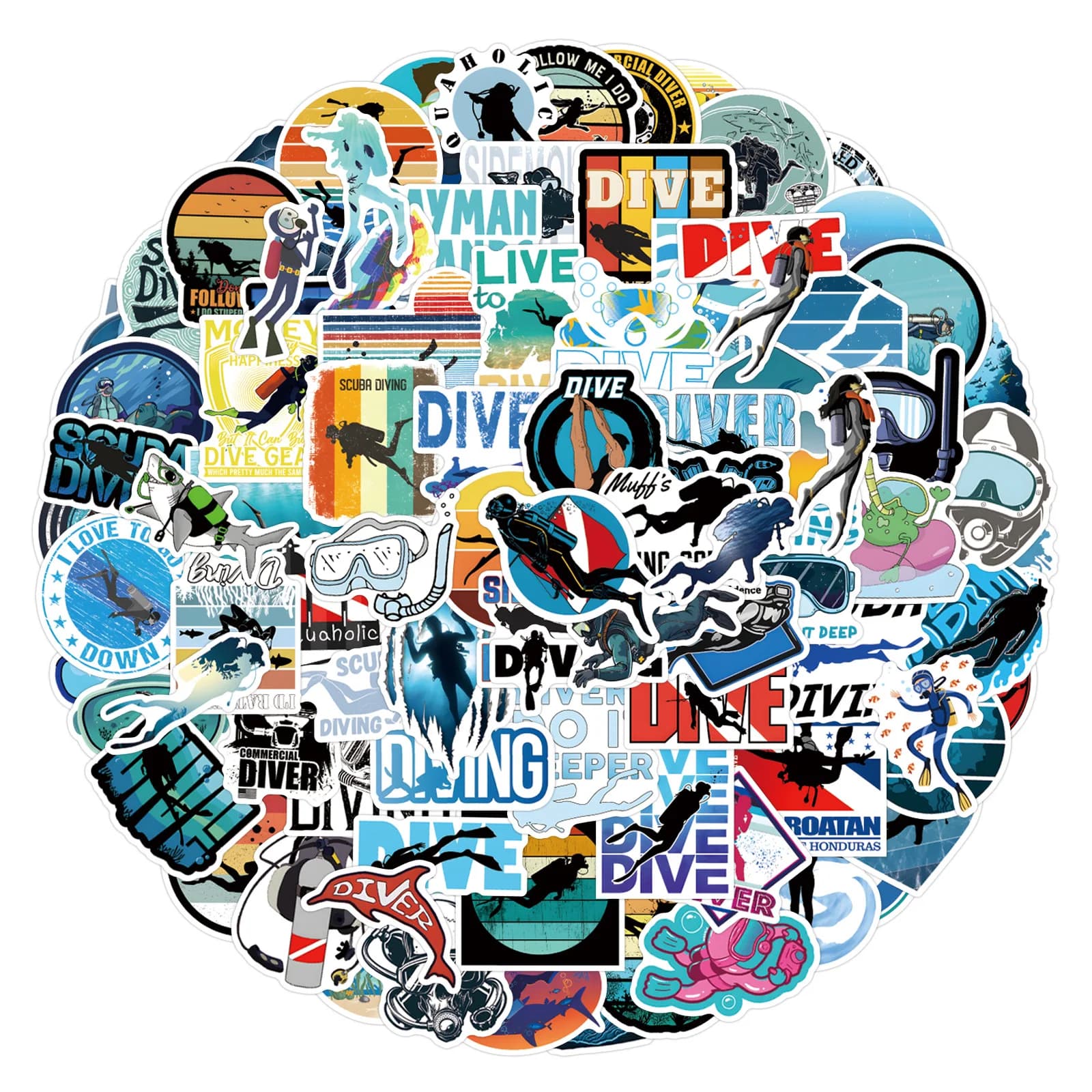 110pcs New Diving Graffiti Stickers Set Aesthetic Cute Decals Scrapbook Diary Phone Laptop Waterproof Stickers