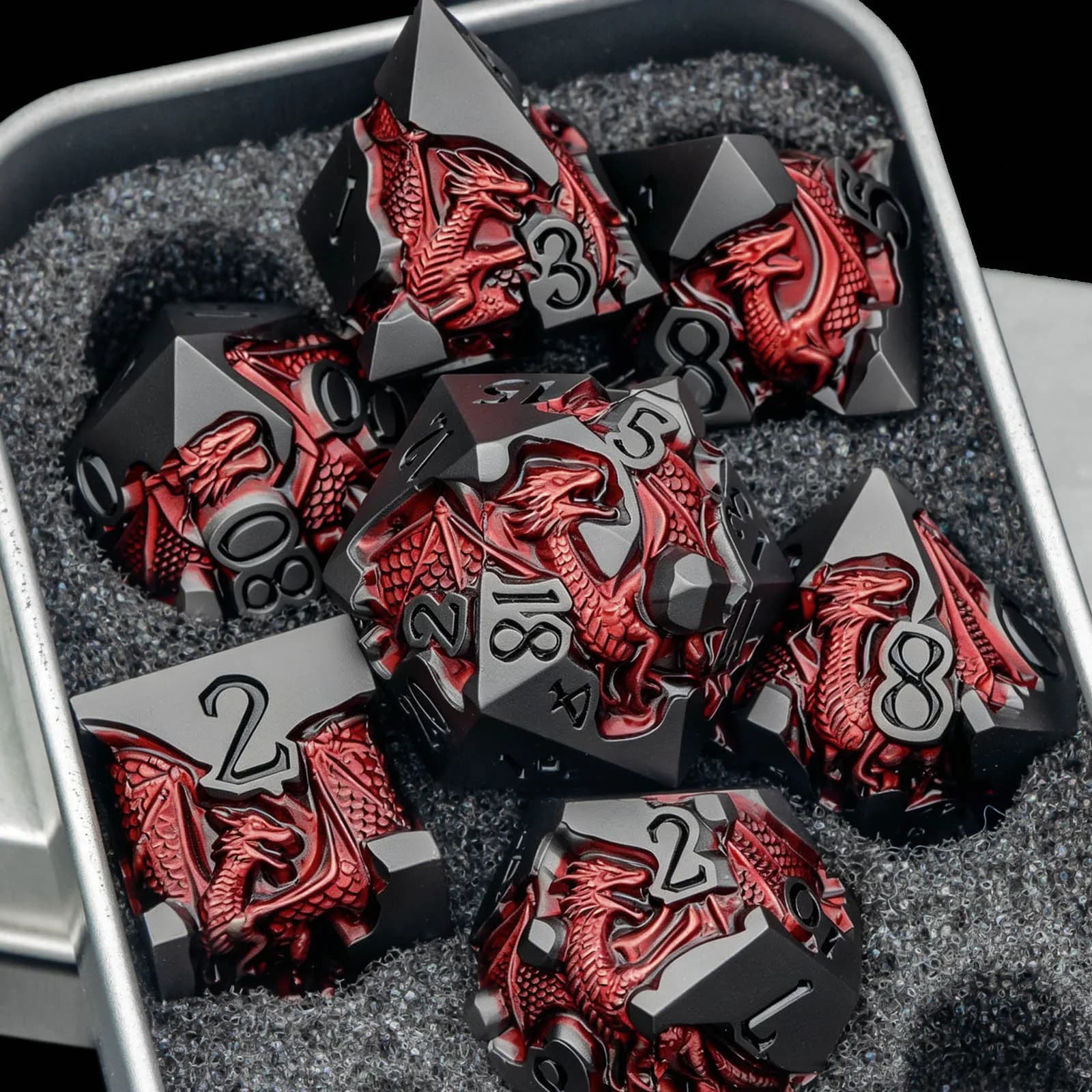 Dungeons and Dragons Dice Set for Role Playing Game, 7Pcs Metal DND Dice Set, Prg Polyhedral D&D Dice Set D20 D12 D10 D8 D6 D4