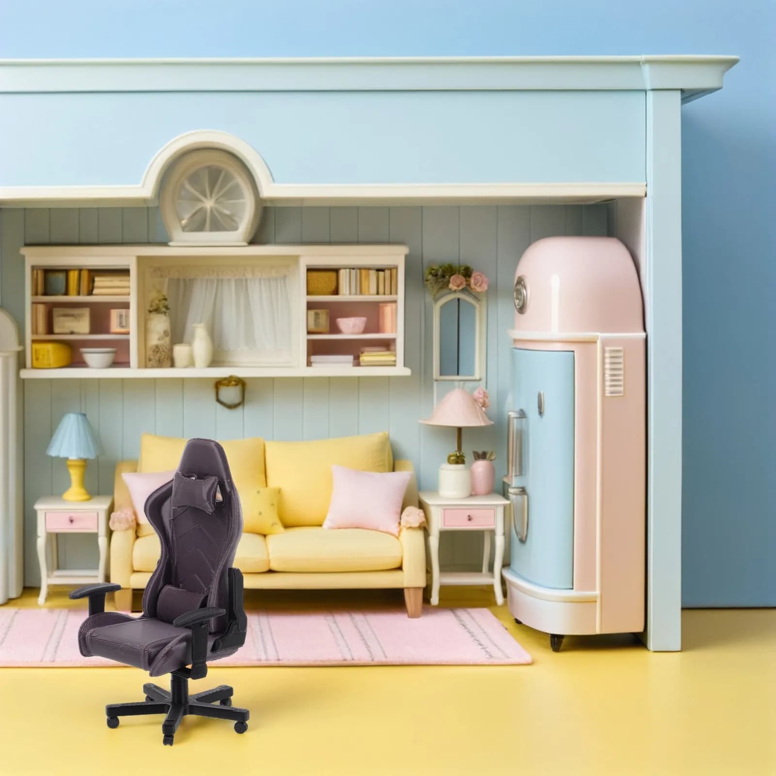 Sedia da Gaming in Miniatura Scala 1:12, Sedia da Ufficio, Accessori per Casa delle Bambole, Decorazione per Collezionisti, Oggetti in Miniatura