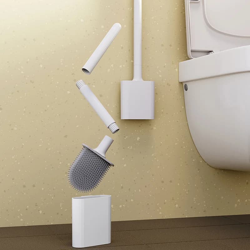 Spazzola per WC in Silicone Impermeabile, Mini Spazzola per Pulizia WC con Setole Flessibili e Morbide, con Base ad Asciugatura Rapida, Accessori per il Bagno