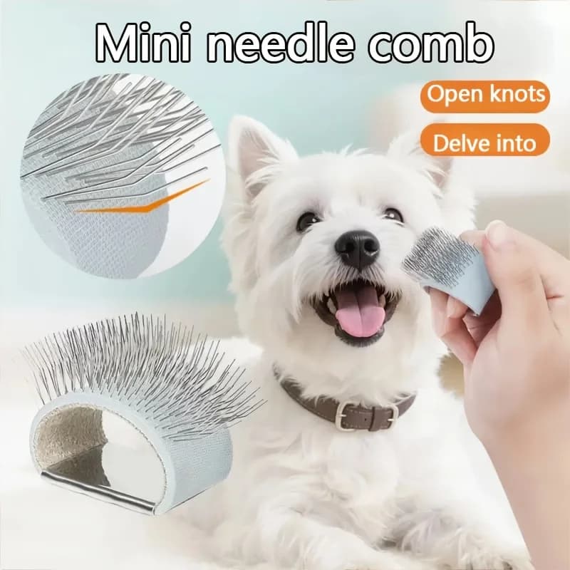 Mini Spazzola 3-in-1 per Animali Domestici, Strumento per la Rimozione del Pelo, Spazzola per Massaggi e Pettine per la Pulizia del Viso | Pettine a denti fini adatto per gatti e cani